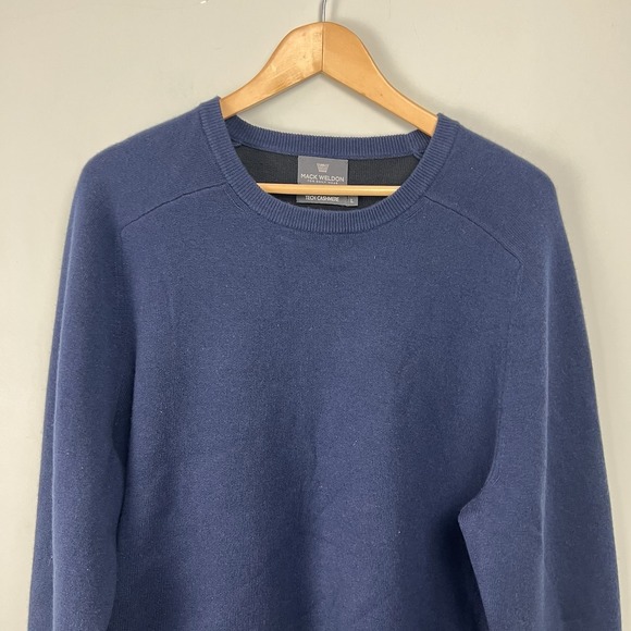 Mack Weldon Sweater Mens Large Navy Blue Tech Cashmere Merino Crewneck Knit - Picture 2 of 8